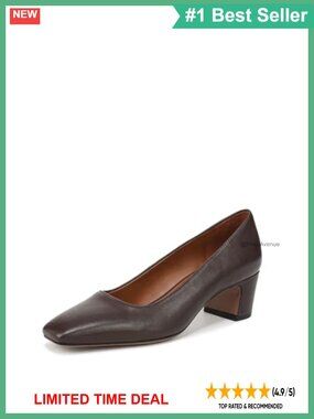 Leather Slip On Block Heel Square Toe Pump 2 Inch Heel Casual Walking Shoe